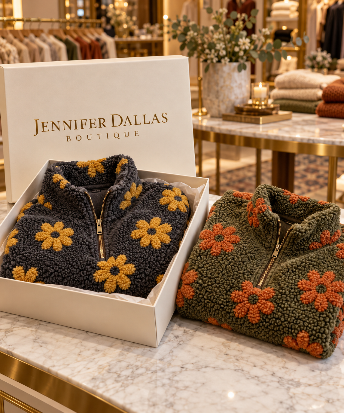 Delysanne Sophisticated Sweater in Jennifer Dallas Boutique gift packaging