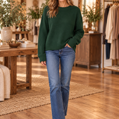 Eugenia crew-neck knit pullover in Dark green — boutique model