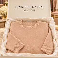 Eugenia crew-neck knit pullover in a Jennifer Dallas Boutique gift box