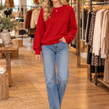 Eugenia crew-neck knit pullover in Red — boutique model