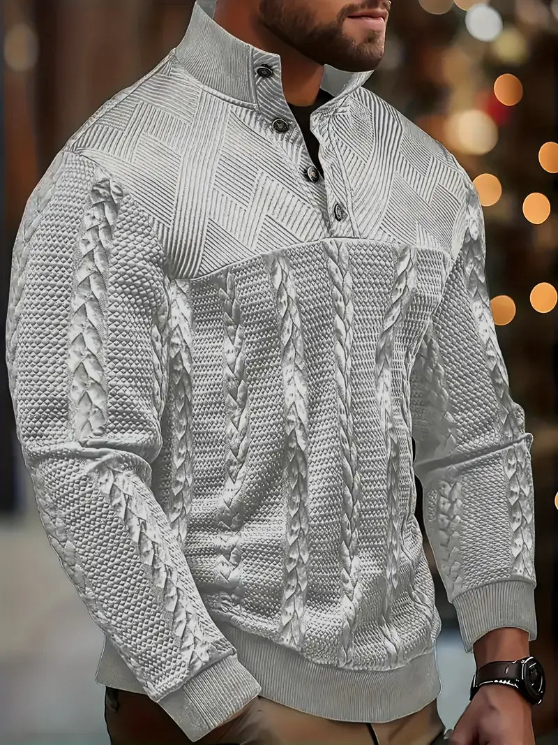 MASON – TEXTURED BUTTON-UP KNIT SWEATER