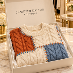 Finn Designer Knitwear presented in a Jennifer Dallas Boutique gift box