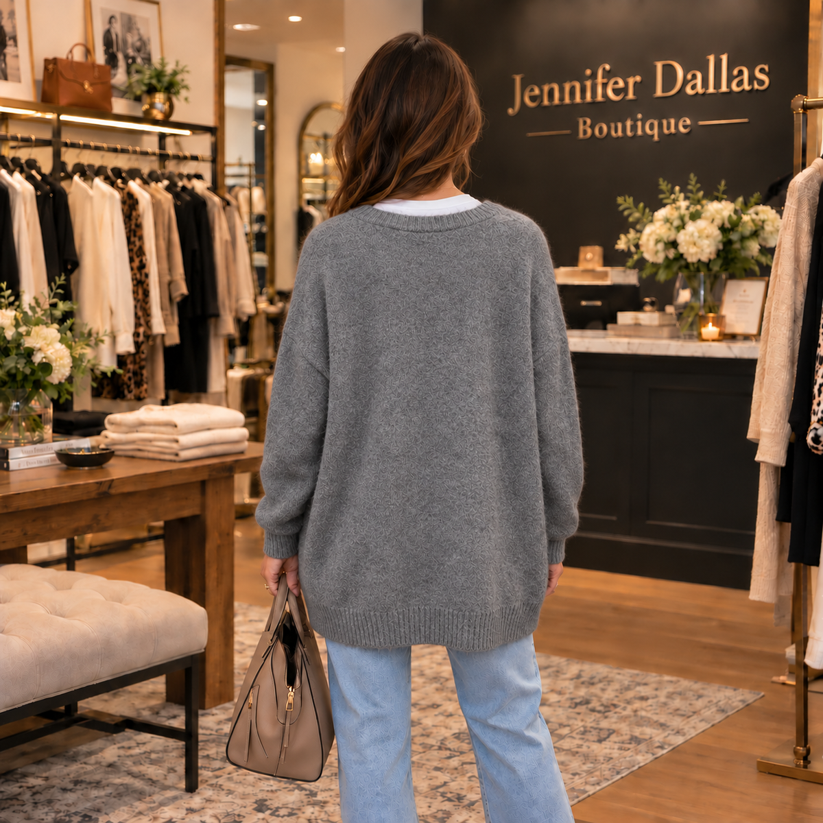 Oversized Women's Soft-Knit Button-Front Cardigan