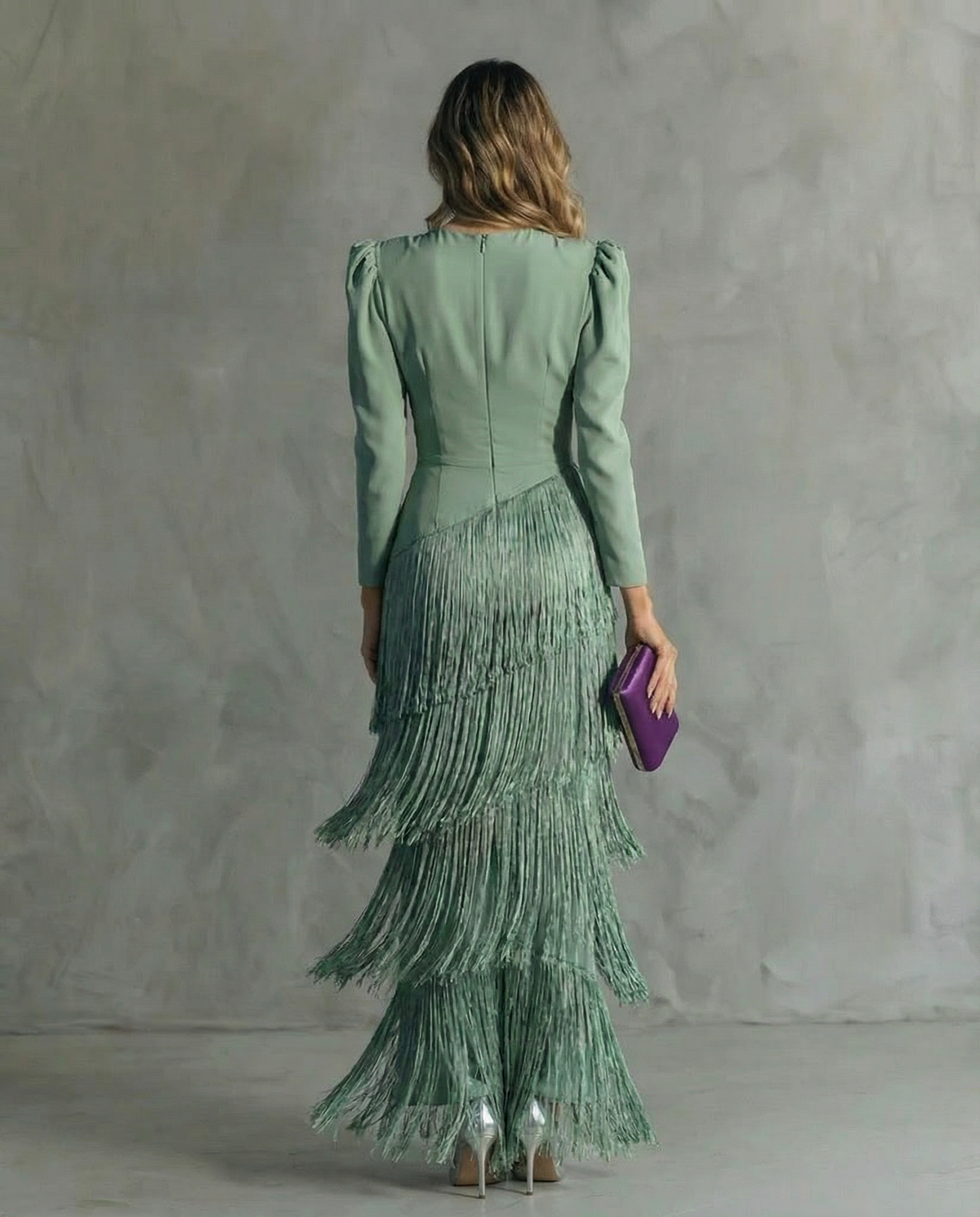 Clara ™ | Elegant Midi Dress with Fringe Sleeves