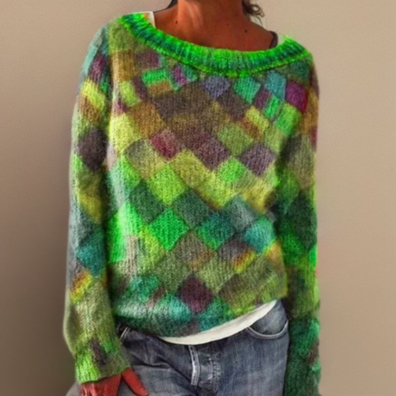 Arielle | Comfortable, Loose-Fitting Sweater with Diamond Pattern