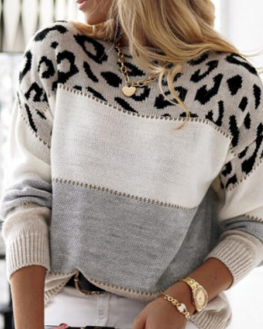 Zoe - Color-Block Leopard Sweater