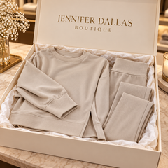 Josie loungewear set carefully packed in a Jennifer Dallas Boutique gift box