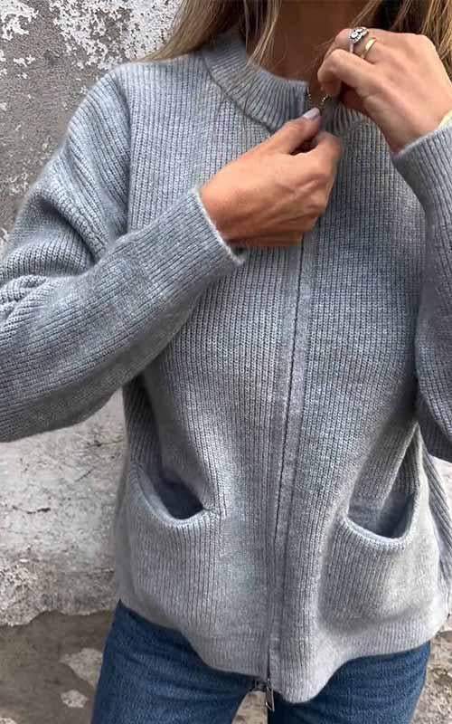 Aurora - Cotton Cardigan with Zipper