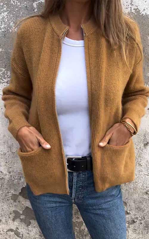 Aurora - Cotton Cardigan with Zipper