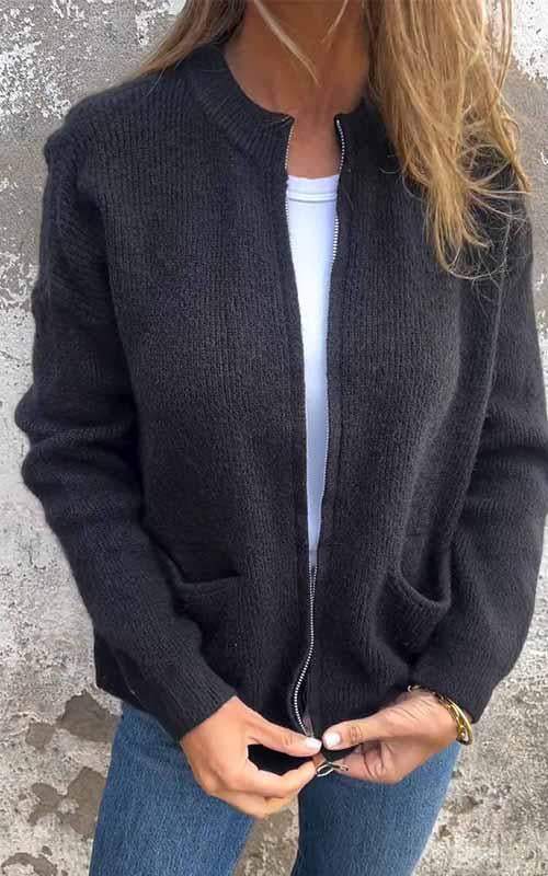Aurora - Cotton Cardigan with Zipper