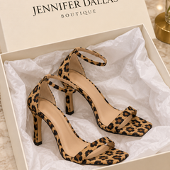 Leopard Print Heels in a Jennifer Dallas Boutique shoe box