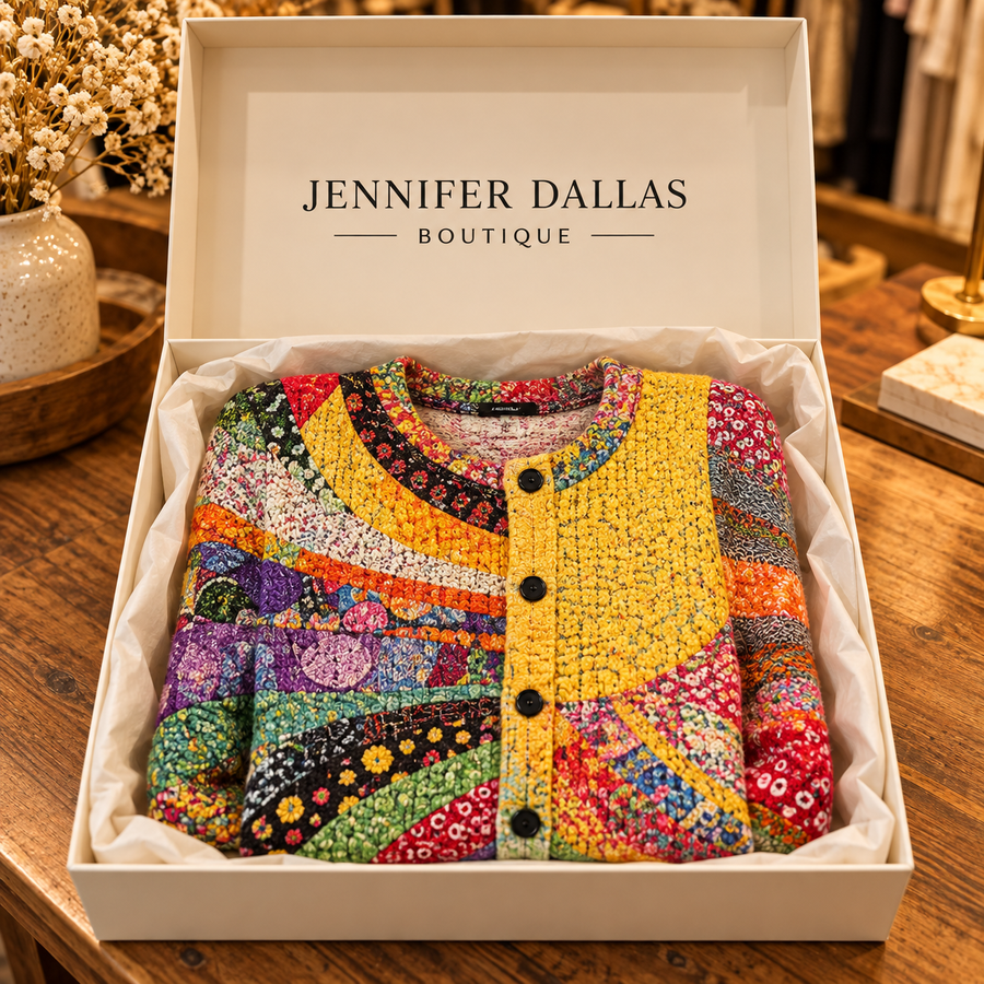 Liesl cardigan carefully packed in a Jennifer Dallas Boutique gift box