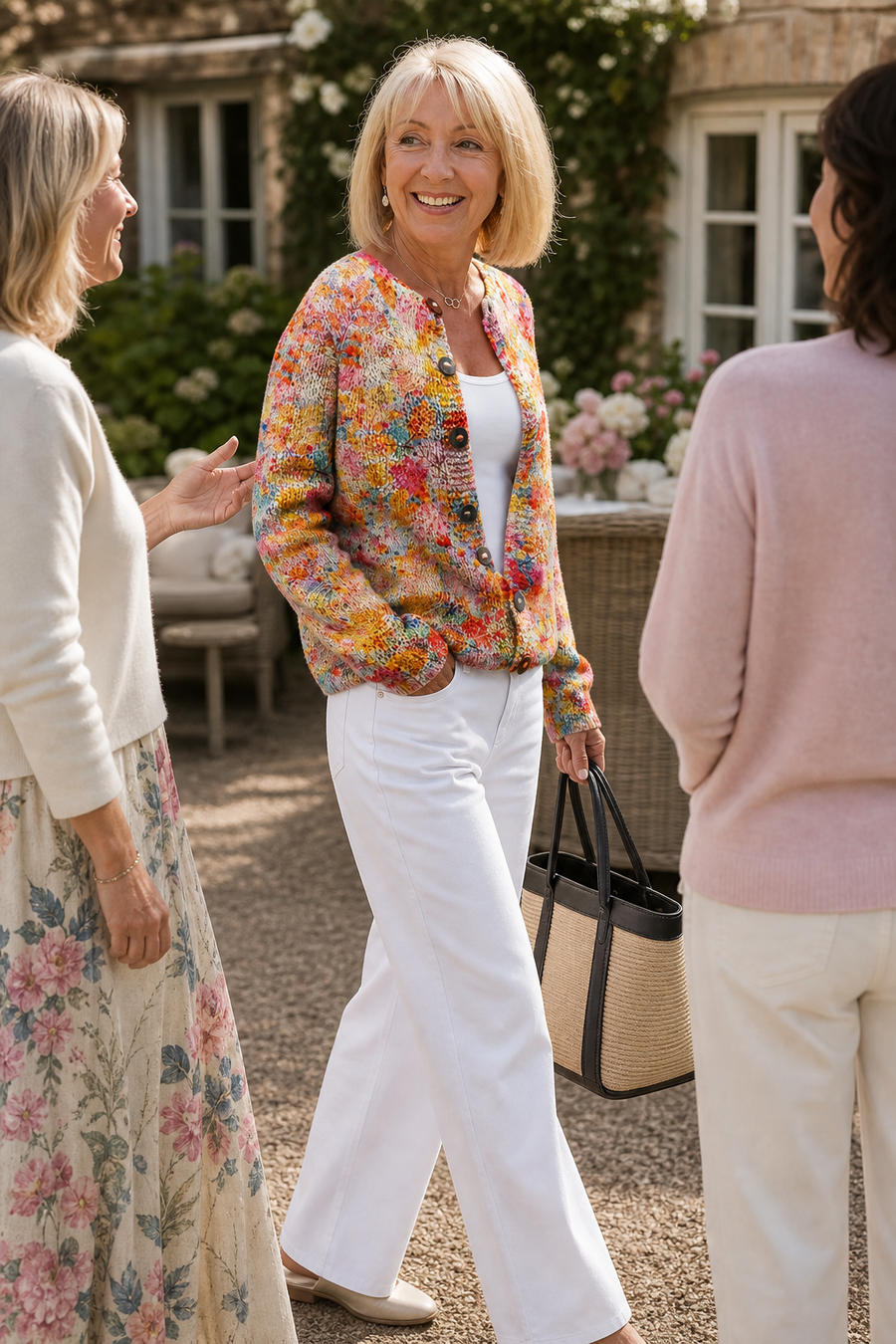 Helena – Floral Print Open-Front Knit Cardigan