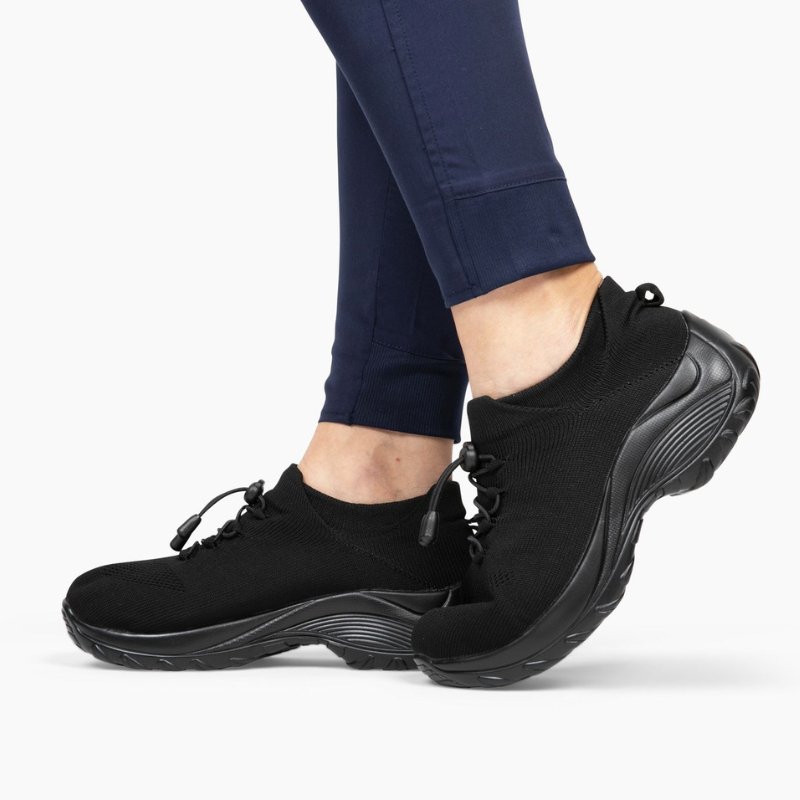 Non-Slip Healthcare Worker Ortho Stretch Cushion Shoes - Midnight Black