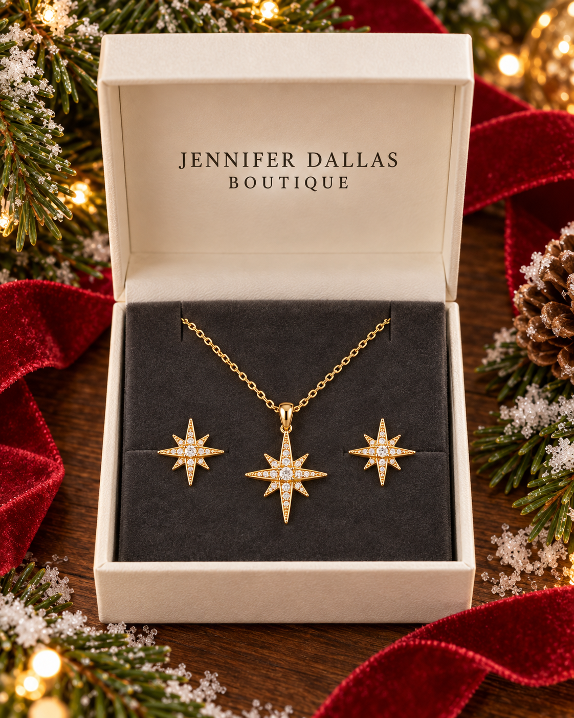 Dainty Gold Crystal North Star Gift Set (Studs)