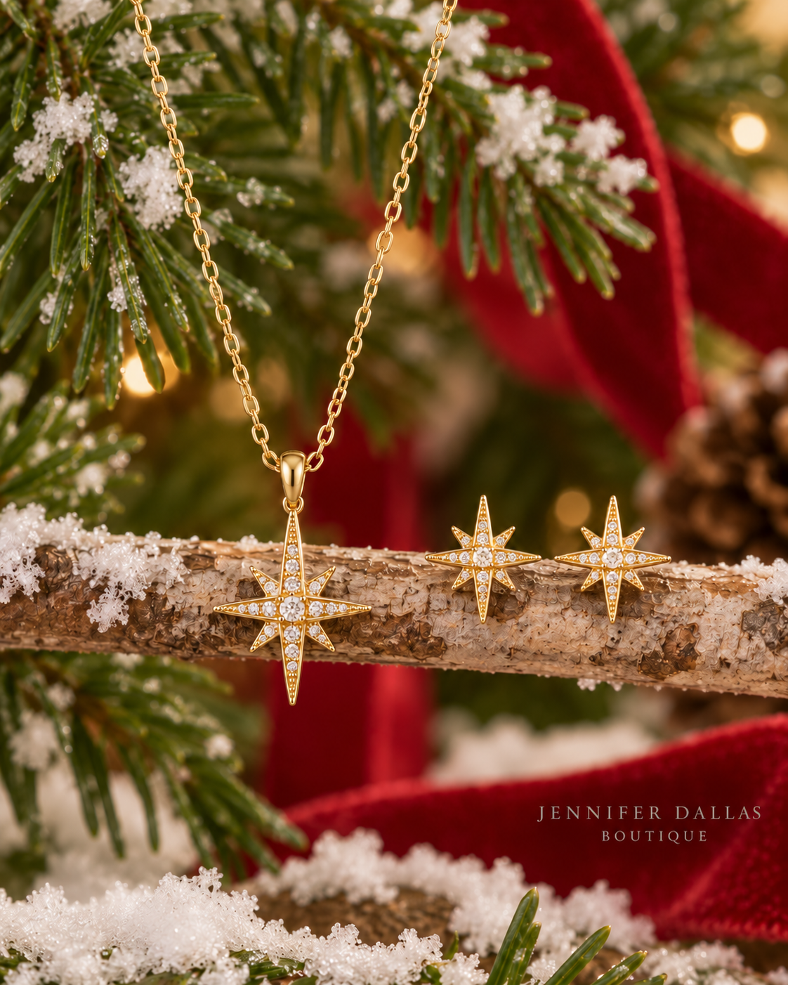 Dainty Gold Crystal North Star Gift Set (Studs)