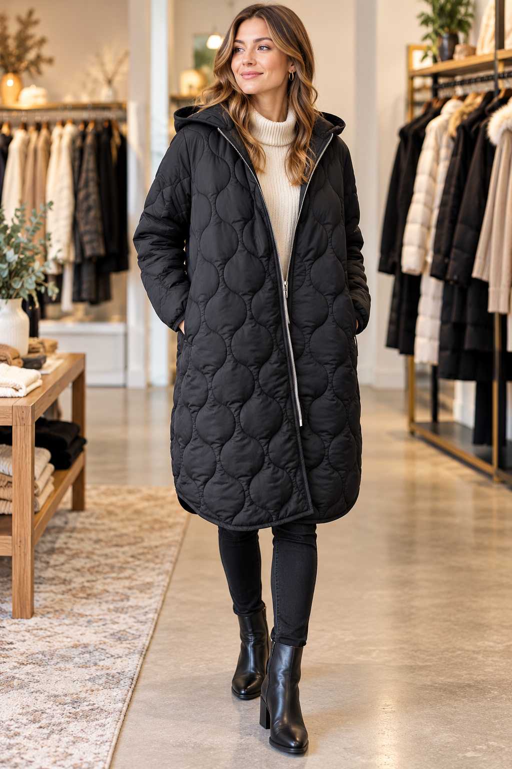 Women's padded parka in Black — boutique model