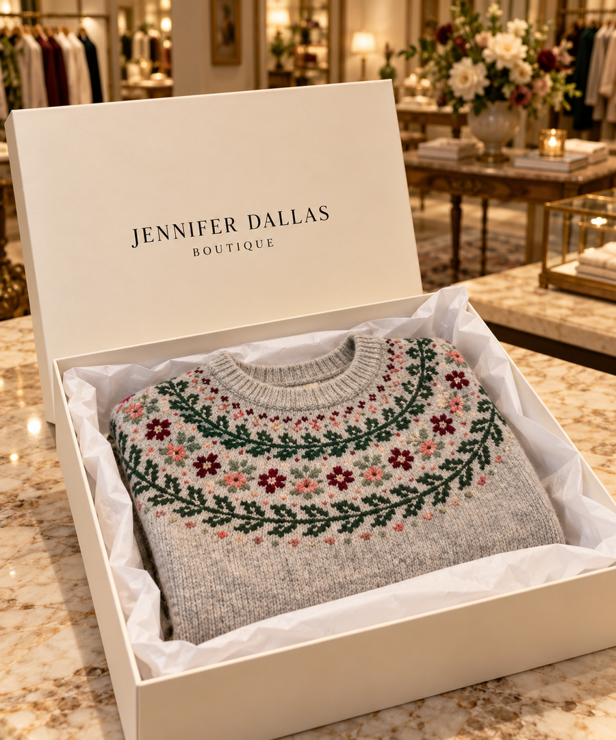 Silvana Cozy Retro Sweater in Jennifer Dallas Boutique gift box